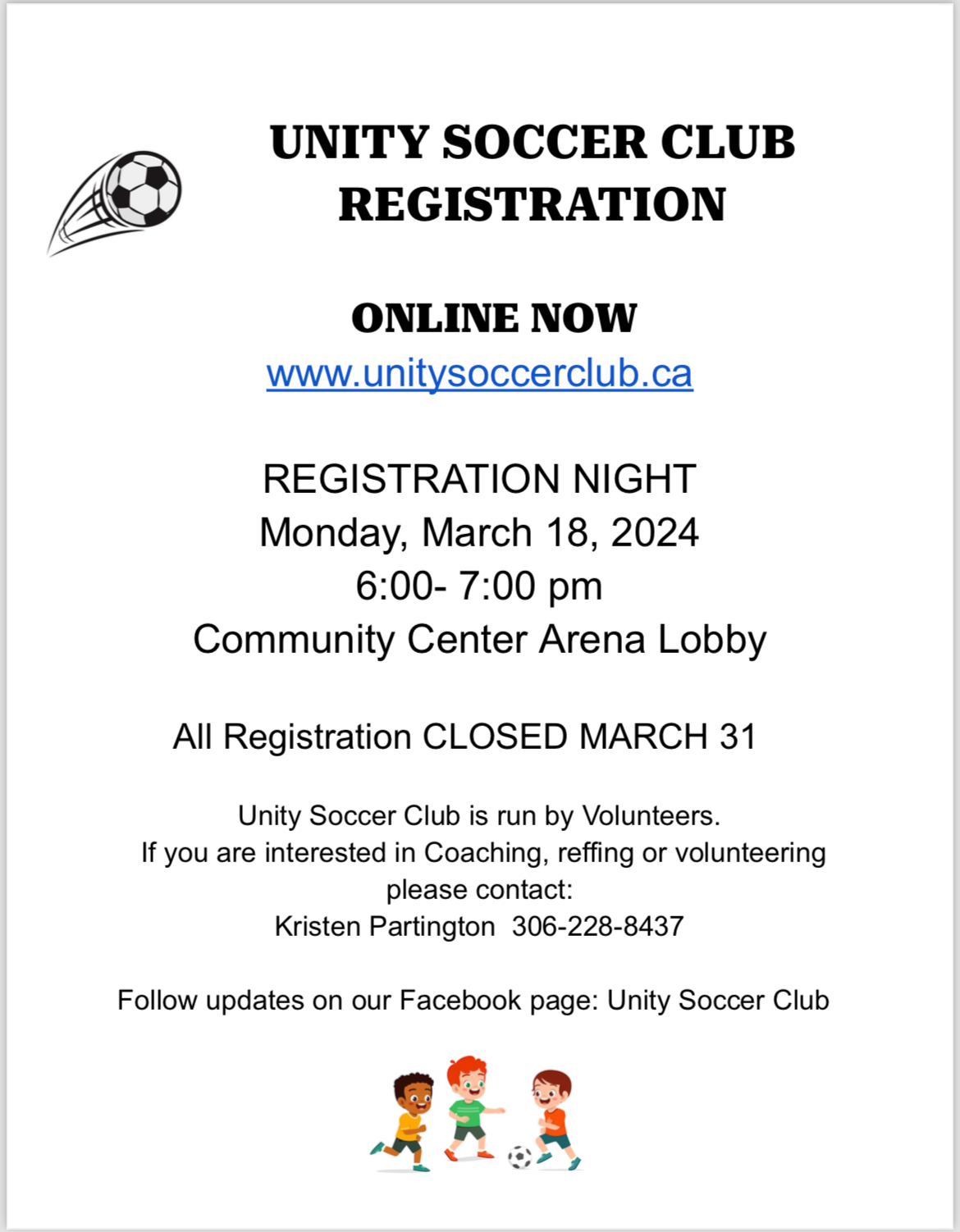 Unity Soccer Registration