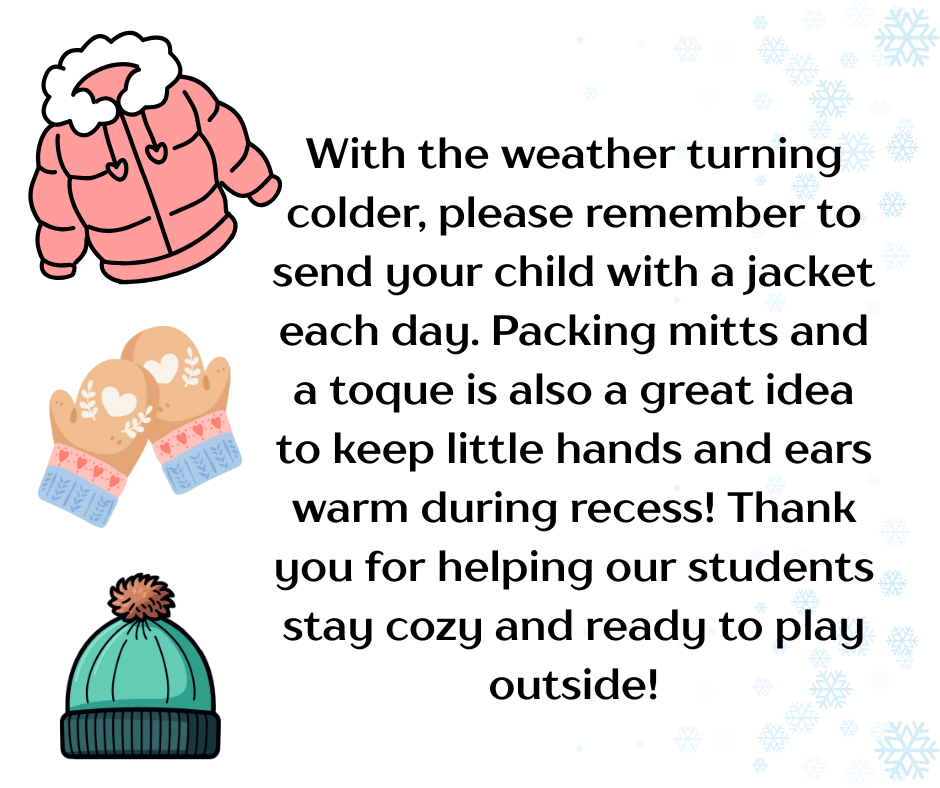 Please keep in mind that temperatures are dropping