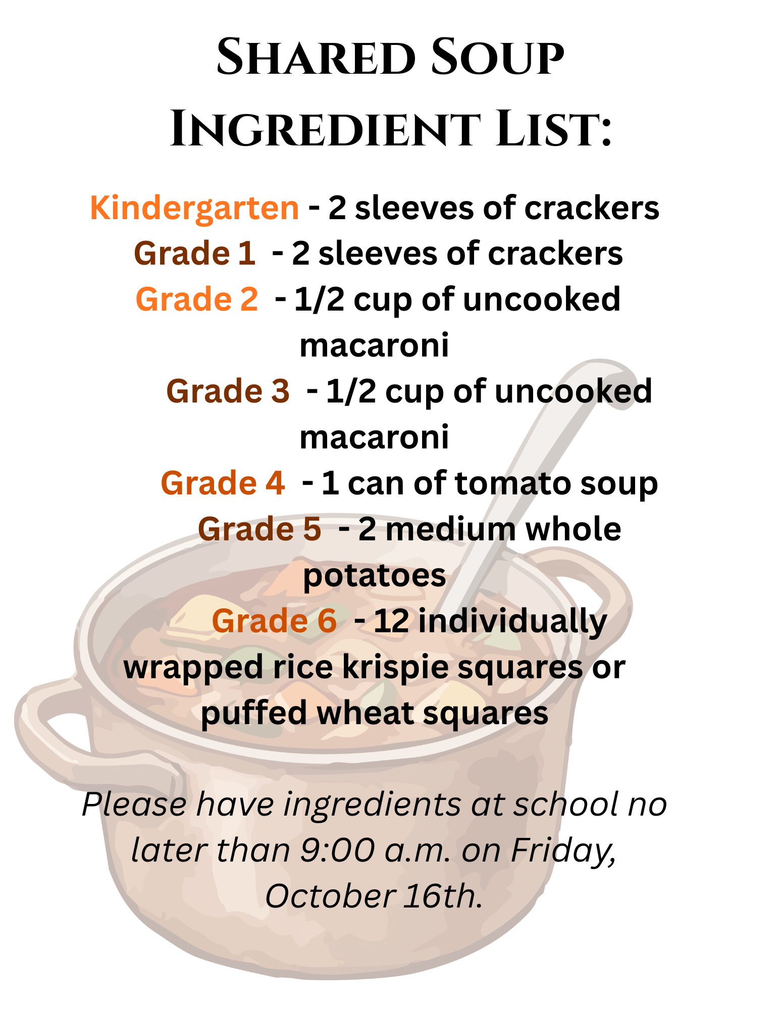 Shared Soup Ingredient List